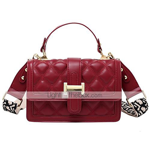 

Women's Bags PU Leather Top Handle Bag Zipper Date Office & Career Handbags Black Red Brown Coffee