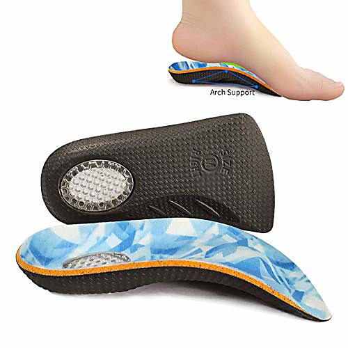 

3/4 length plantar fasciitis arch support insoles for women men kids flat foot orthotic shoe inserts reduce heel knee pain, s: w7-8/m6.5-7.5