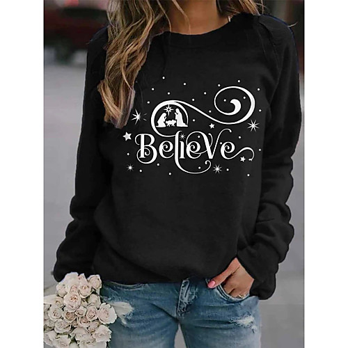 

Women's Pullover Sweatshirt Graphic Christmas Daily Casual Christmas Hoodies Sweatshirts Black Blue Red
