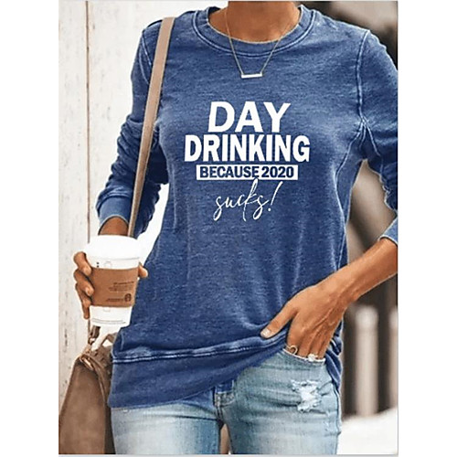 

Women's Pullover Sweatshirt Graphic Text Letter Daily Casual Hoodies Sweatshirts Black Blue Green