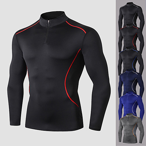 

YUERLIAN Men's Long Sleeve High Neck Compression Shirt Running Shirt Quarter Zip Base Layer Top Athletic Athleisure Winter Moisture Wicking Breathable Soft Fitness Gym Workout Running Jogging Training