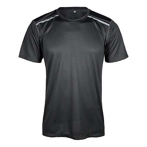 

Men's Short Sleeve Running Shirt Reflective Strip Tee Tshirt Top Athletic Casual Summer Moisture Wicking Breathable Soft Fitness Gym Workout Running Walking Training Sportswear Solid Colored Black