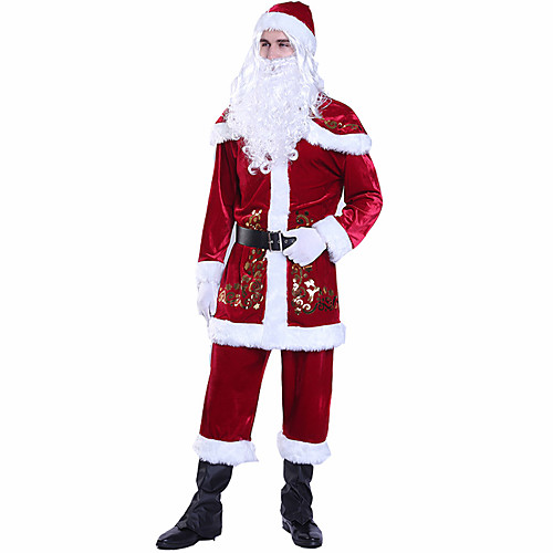 

Santa Suit Costume Adults' Women's Christmas Christmas Festival Christmas Halloween Festival / Holiday Polyester Velour Red Women's Easy Carnival Costumes Solid Color / Top / Pants / Shawl / Gloves