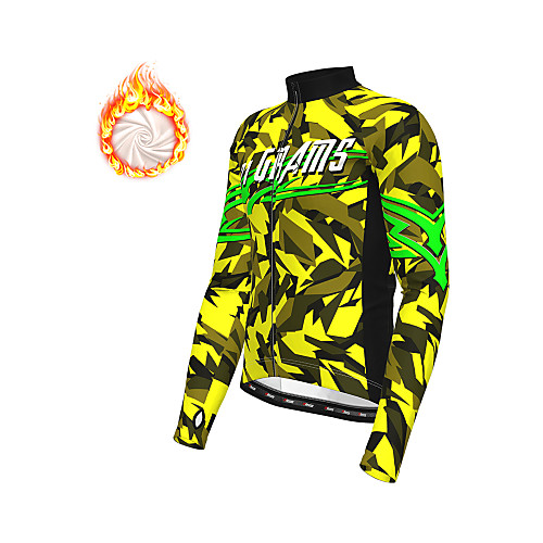 

21Grams Men's Long Sleeve Cycling Jacket Winter Fleece Yellow Red Blue Bike Jacket Top Mountain Bike MTB Road Bike Cycling Thermal Warm Fleece Lining Breathable Sports Clothing Apparel / Stretchy