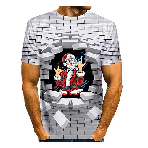 

Men's T shirt 3D Print Graphic 3D Print Short Sleeve Christmas Tops White