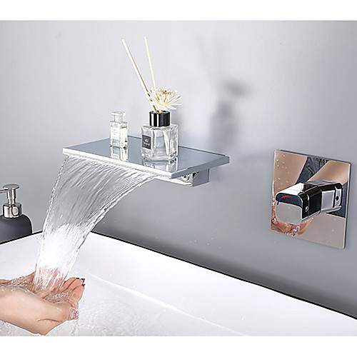 

Bathroom Sink Faucet - Wall Mount / Waterfall Chrome Mount Inside Wall mountedBath Taps