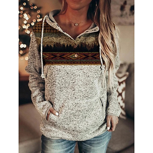 

Women's Pullover Hoodie Sweatshirt Stripes Color Block Daily Casual Hoodies Sweatshirts Loose Black Blue Red