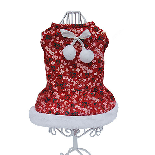 

Dog Costume Dress Snowflake Christmas Cute Christmas Winter Dog Clothes Puppy Clothes Dog Outfits Breathable Red Costume for Girl and Boy Dog Cotton XS S M L XL