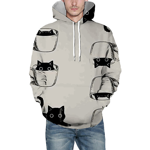 

Men's Pullover Hoodie Sweatshirt Animal Patterned Graphic 3D Front Pocket Daily 3D Print 3D Print Hoodies Sweatshirts Light gray