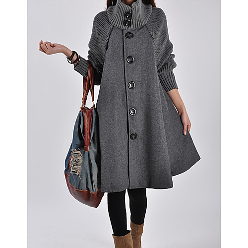

Women's Sheath Dress Knee Length Dress Black Red Gray Long Sleeve Solid Color Patchwork Button Fall Shirt Collar Casual 2021 M L XL XXL 3XL 4XL 5XL