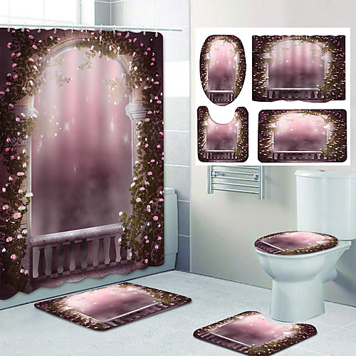 

Dream Gate Pattern Printing Bathroom Shower Curtain Leisure Toilet Four-Piece Design