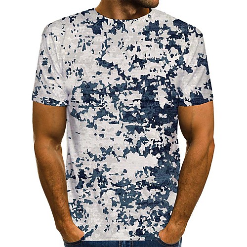 

Men's T shirt 3D Print Graphic Print Short Sleeve Daily Tops Streetwear Blue