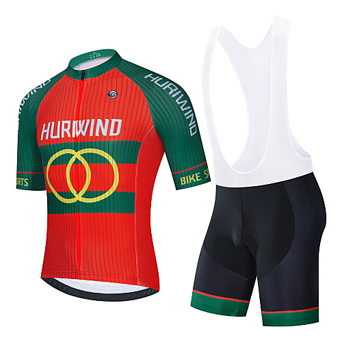 

21Grams Men's Short Sleeve Cycling Jersey with Bib Shorts Cycling Jersey with Shorts Black Green BlackWhite Stripes Bike Breathable Quick Dry Sports Stripes Mountain Bike MTB Road Bike Cycling