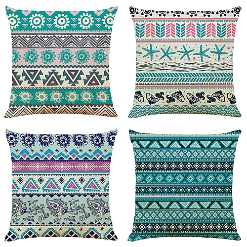 

Cushion Cover 4PC Linen Soft Decorative Square Throw Pillow Cover Cushion Case Pillowcase for Sofa Bedroom 45 x 45 cm (18 x 18 Inch) Superior Quality Mashine Washable