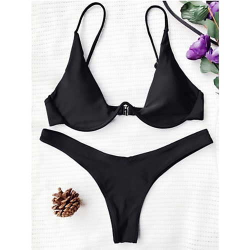 

Women's Bikini Swimsuit Slim Black Blue Red Blushing Pink Wine Swimwear Padded Bathing Suits Fashion Sexy