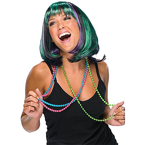 

costume co women's mardi gras wig black purple green one size