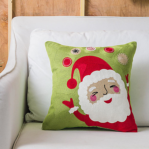 

Christmas Style Snowflake Embroidery Santa Claus Elk Color Series Home Office Pillow Case Cover Living Room Bedroom Sofa Cushion Cover