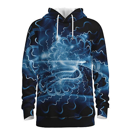 

Men's Pullover Hoodie Sweatshirt Graphic Abstract 3D Front Pocket Daily 3D Print 3D Print Casual Hoodies Sweatshirts Blue