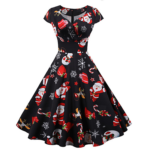 

Santa Claus Christmas Dress Women's Adults' Leisure Christmas Christmas Polyester Dress