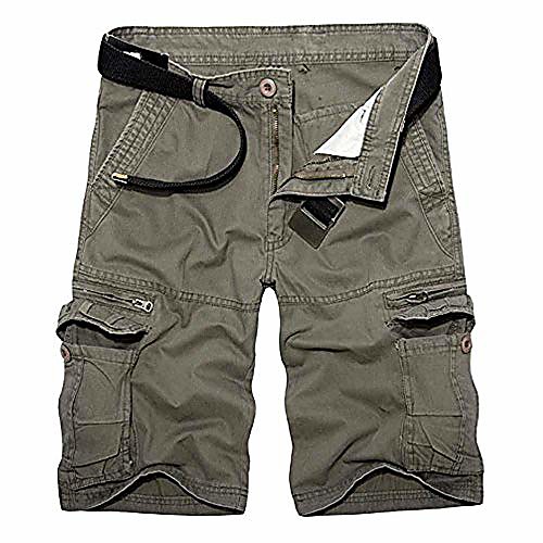 

men's cotton summer relaxed fit outdoor cargo shorts light army 33