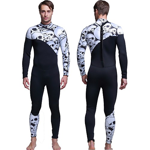 

Men's Full Wetsuit 3mm Nylon SCR Neoprene Diving Suit Thermal Warm Anatomic Design Long Sleeve Back Zip - Swimming Diving Surfing Skull Autumn / Fall Winter Spring / High Elasticity