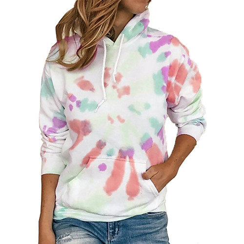 

Women's Pullover Hoodie Sweatshirt Graphic Tie Dye Front Pocket Daily Basic Casual Hoodies Sweatshirts Blue Yellow Blushing Pink