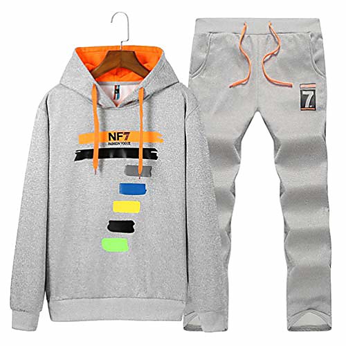 

hooded sweat suits men tracksuit winter clothes set sporting suit sportswear gray xxxl