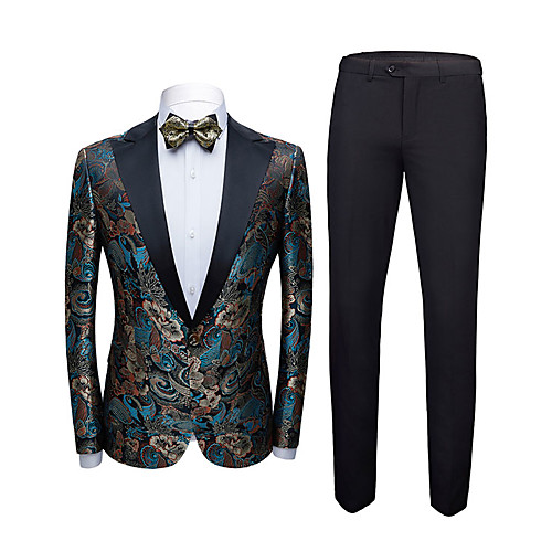

Tuxedos Standard Fit Shawl Collar Single Breasted One-button Polyester Geometric Pattern