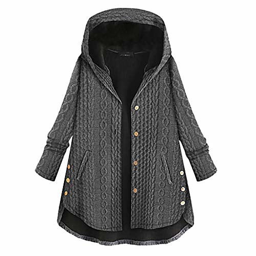 

Women's Plain Pocket Winter Sweater Coat Plus Size Coat Tops Blue