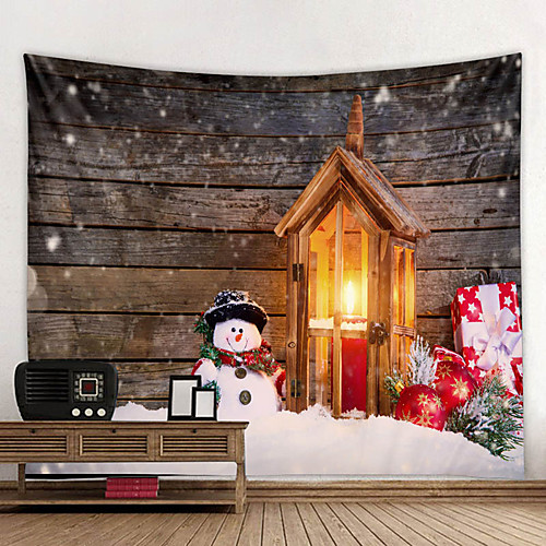 

Christmas Santa Claus Holiday Party Wall Tapestry Art Decor Blanket Curtain Picnic Tablecloth Hanging Home Bedroom Living Room Dorm Decoration Christmas Gift Snowman House Candle Polyester Beauty View