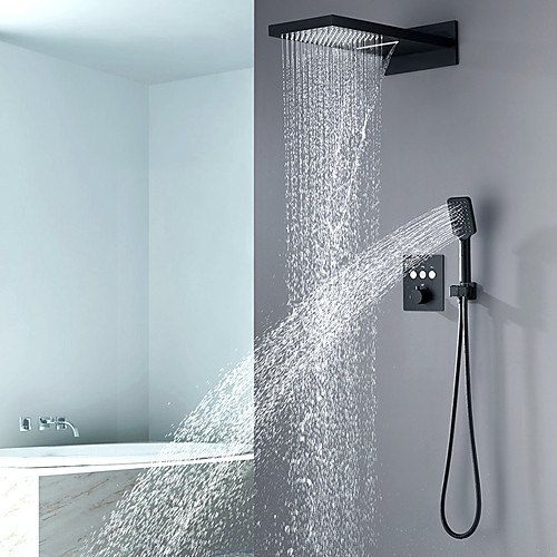 

Shower Faucets Sets Complete with Waterfall Rainfall Shower Head Ceiling Mounted Shower Head System(Contain Shower Faucet Rough-in Valve Body and Trim)