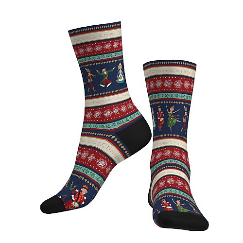 

Compression Socks Cycling Socks Women's Men's Bike / Cycling Breathable Soft Comfortable 1 Pair Graphic Christmas Santa Claus Cotton Blue S M L / Stretchy / Mountain Bike MTB