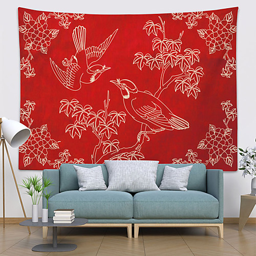 

Chinese Style Wall Tapestry Art Decor Blanket Curtain Hanging Home Bedroom Living Room Decoration Polyester Bird Plant Flower Floral