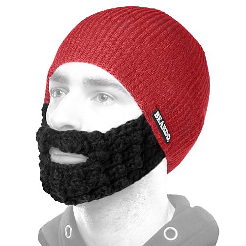 

hat with attached black beard, red, one size