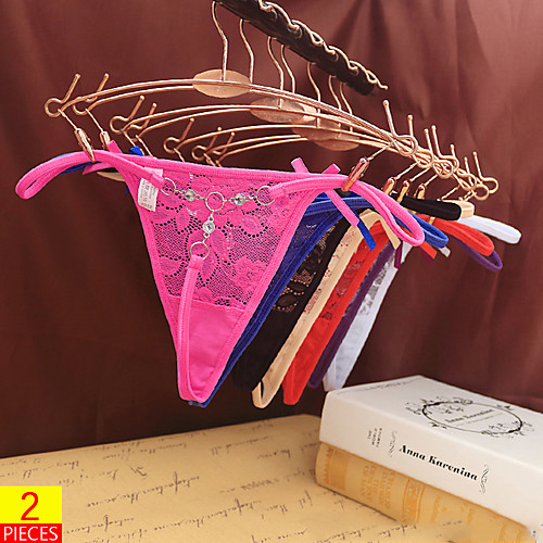 

Women's 2 Piece Lace G-strings & Thongs Panties - Normal Low Waist Multi color One-Size