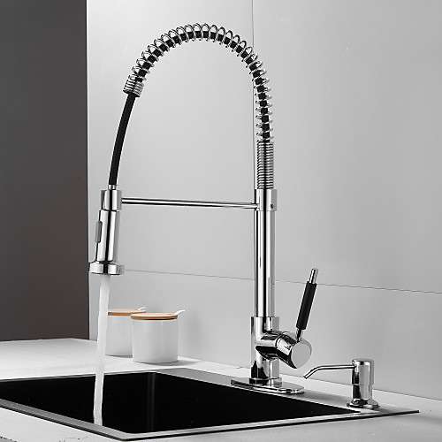 

Kitchen faucet - Single Handle One Hole Electroplated Pull-out / ‏Pull-down / Standard Spout / Tall / High Arc Deck Mounted Contemporary Kitchen Taps without Soap Dispensor