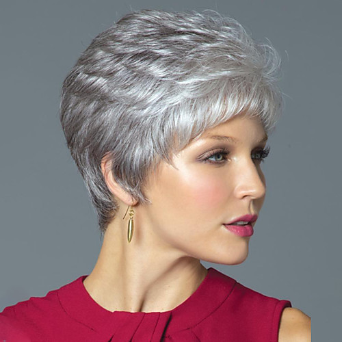 

Synthetic Wig Natural Straight With Bangs Wig Blonde Short Dark Brown Silver grey Blonde Synthetic Hair Women's Classic Easy to Carry Wedding Dark Brown Blonde