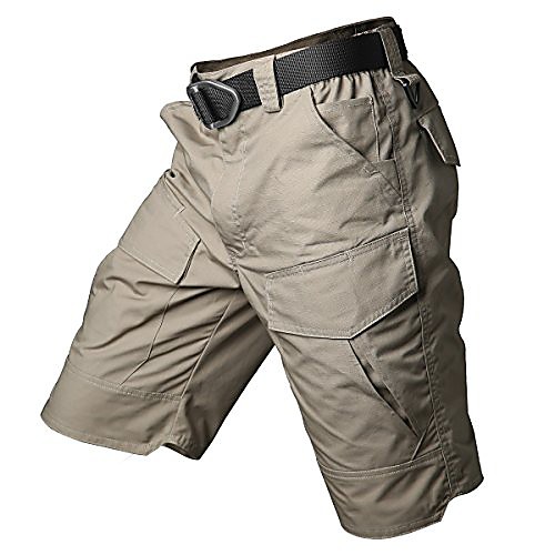 

men's tactical cargo shorts rip-stop camo military outdoor hiking shorts with multi pockets (khaki, 38)
