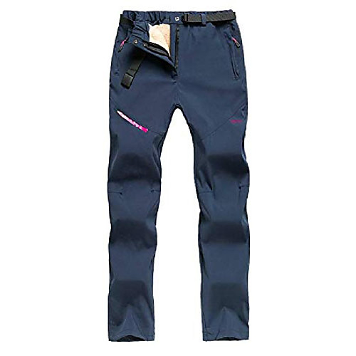 

women's outdoor mountaineering velvet waterproof windproof fleece detachable two-piece climbing ski pants blue
