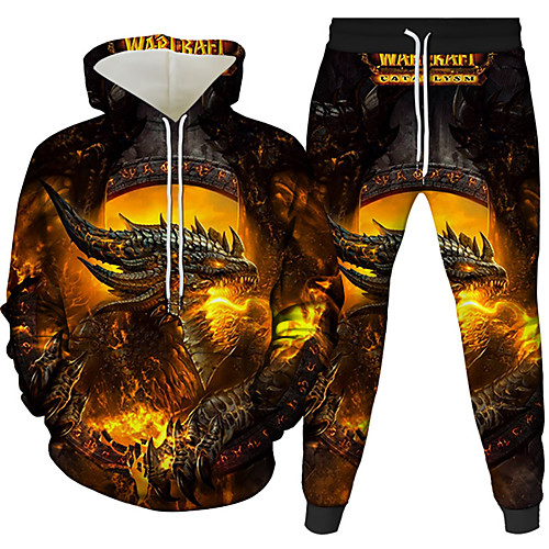 

Women's Men's 3D Hoodies Set Graphic 3D Galaxy Star Print 2 Piece Front Pocket Daily 3D Print 3D Print Casual Hoodies Sweatshirts Blue Orange Gold