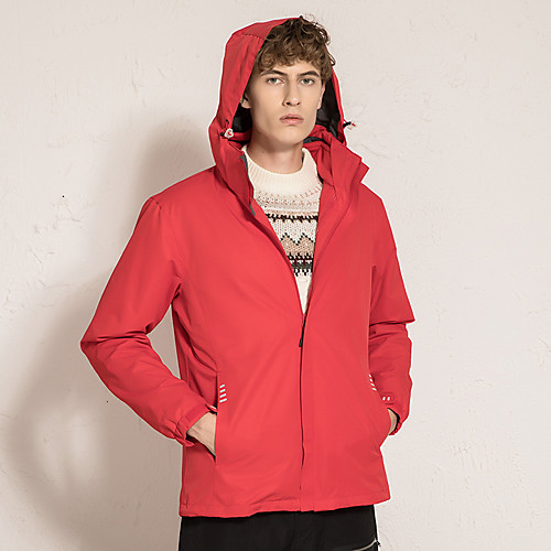 

Men's Hiking 3-in-1 Jackets Winter Outdoor Solid Color Thermal Warm Waterproof Windproof Fleece Lining Winter Jacket Top Fleece Hunting Fishing Climbing China Red [Female] China Red [Male] Retro