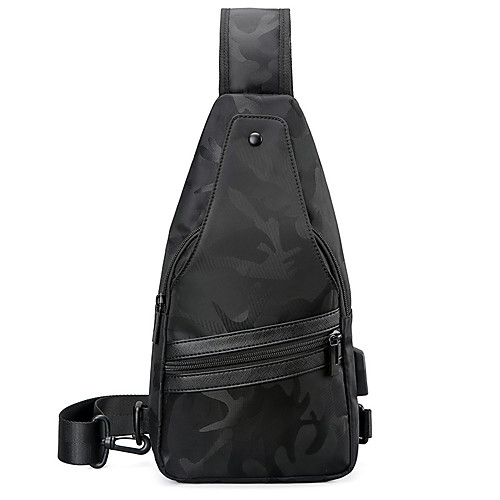 

Men's Bags Nylon Sling Shoulder Bag Chest Bag Zipper Daily Outdoor MessengerBag Black