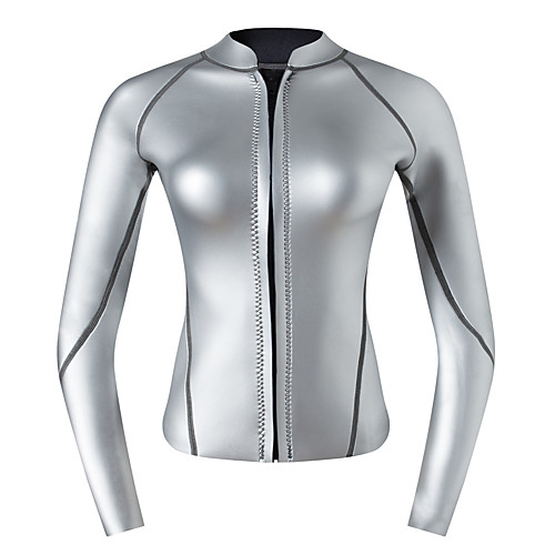 

Women's Wetsuit Top 2mm Spandex CR Neoprene Top Thermal Warm Quick Dry Long Sleeve Front Zip - Swimming Diving Surfing Solid Colored Autumn / Fall / High Elasticity