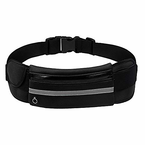 

qacohu black fanny packs for women, water resistant runner belt,sports fanny pack for hiking fitness, adjustable running pouch for all phone models to running phone holder black gym bag