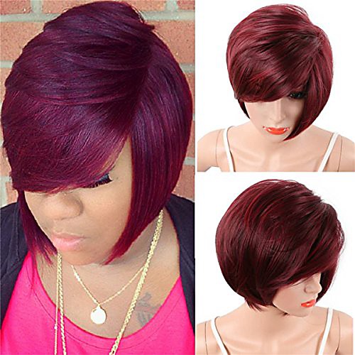 

women's short straight pixie cut synthetic wigs african american bob hair with bangs