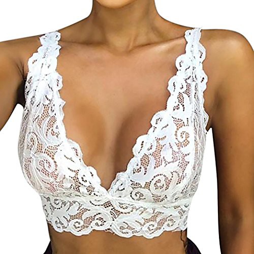 

ooeoo lace flower bralette, women lingerie corset bralet bra tank cami crop intimates (white, xxl)