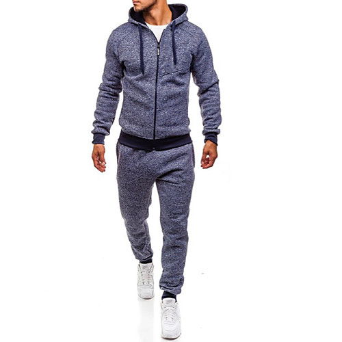 

mens hooded casual 2 pieces sets tracksuits sports jogging warm cardigan sweat suits