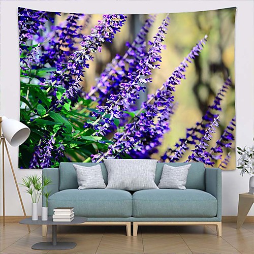 

Wall Tapestry Art Deco Blanket Curtain Picnic Table Cloth Hanging Home Bedroom Living Room Dormitory Decoration Polyester Fiber Landscape Plant Series Purple Lavender