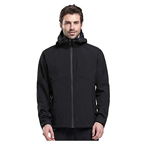 

mens slim lightweight watertight breathable softshell zipper hooded windproof rain jacket(black,m)