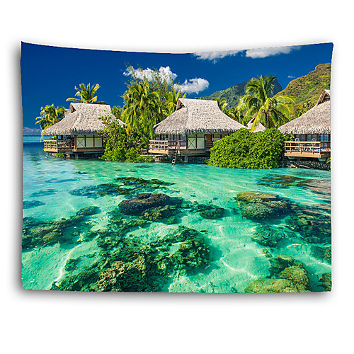 

Wall Tapestry Art Deco Blanket Curtain Picnic Table Cloth Hanging Home Bedroom Living Room Dormitory Decoration Polyester Fiber Landscape Mountain Lake Island Cabin